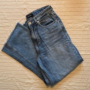 Frank & Oak Nina Wide Leg High Waisted Ankle Length Jeans